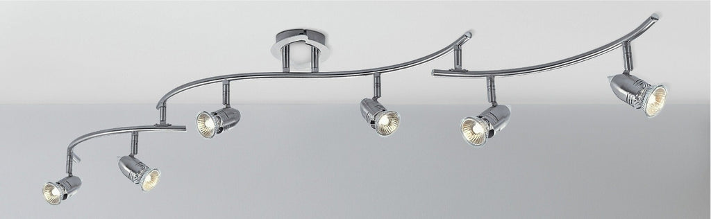 Norton 6 Light Folding Ceiling Bar Chrome | Adjustable Spotlight Bar Modern