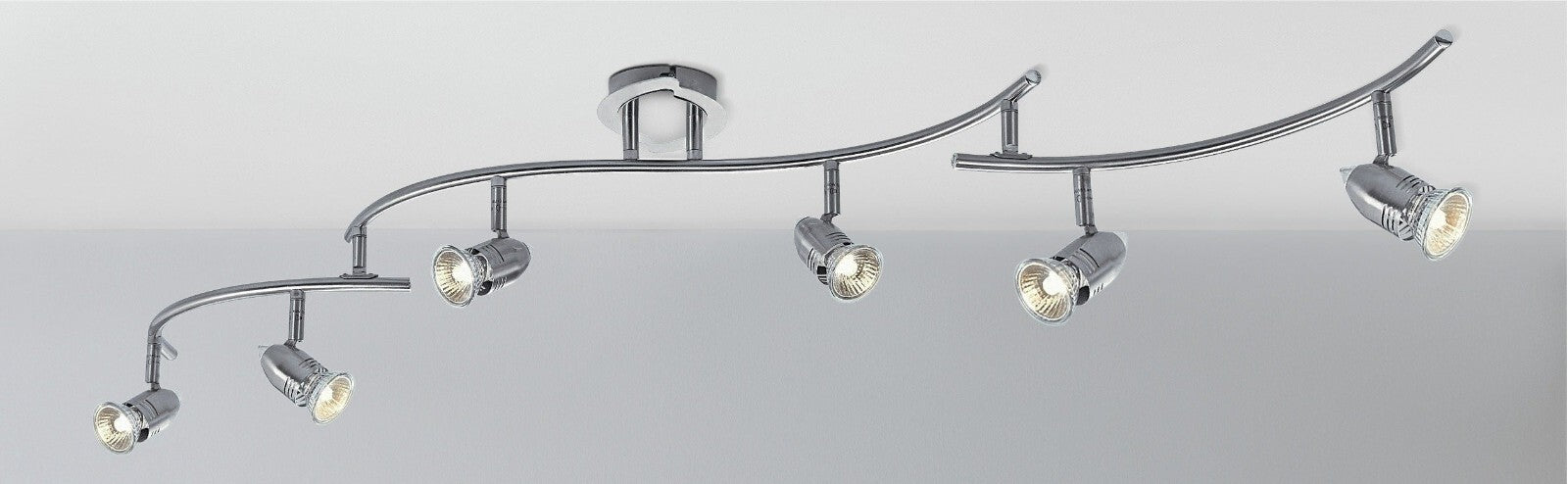 Norton 6 Light Folding Ceiling Bar Chrome | Adjustable Spotlight Bar Modern