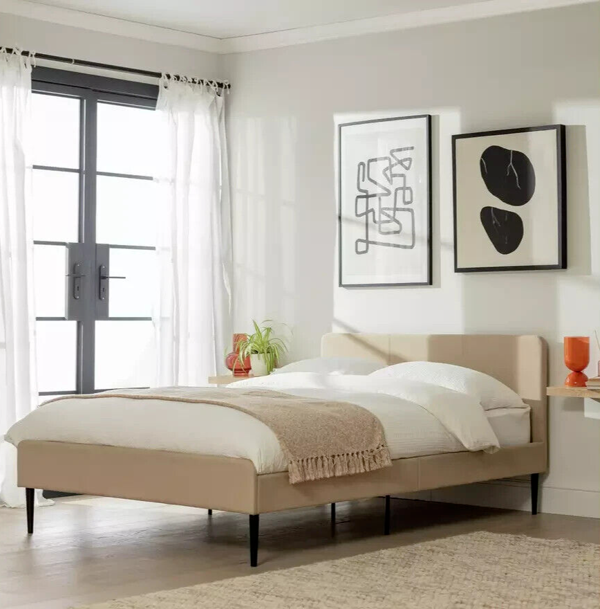 Kristopher Small Double Fabric Bed Frame - Cream