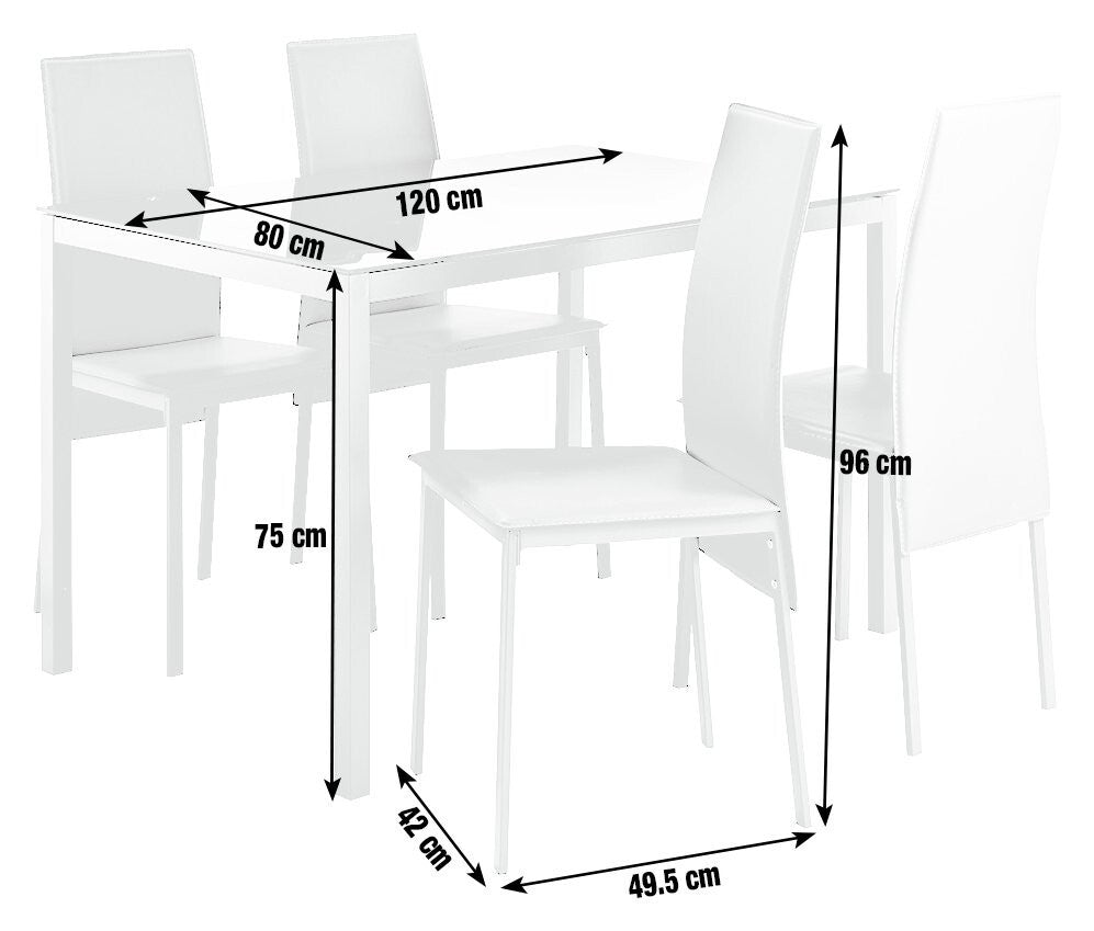 Home Lido Glass Dining Table & 4 Grey Chairs | Modern Kitchen Furniture