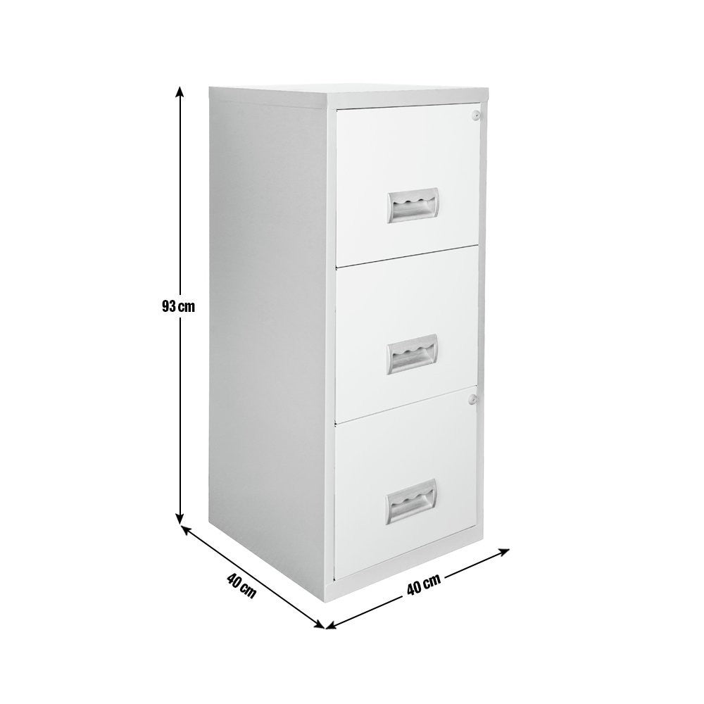 Pierre Henry 3 Drawer A4 Filing Cabinet - Silver & White | Metal filing cabinet