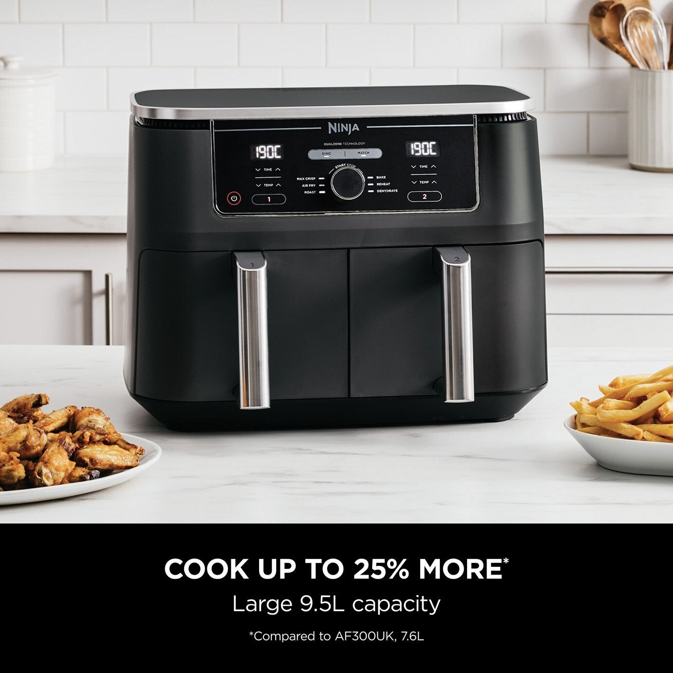 Ninja Foodi MAX Dual Zone AF400UK 9.5L Air Fryer - Black ( B Grade 43368 )