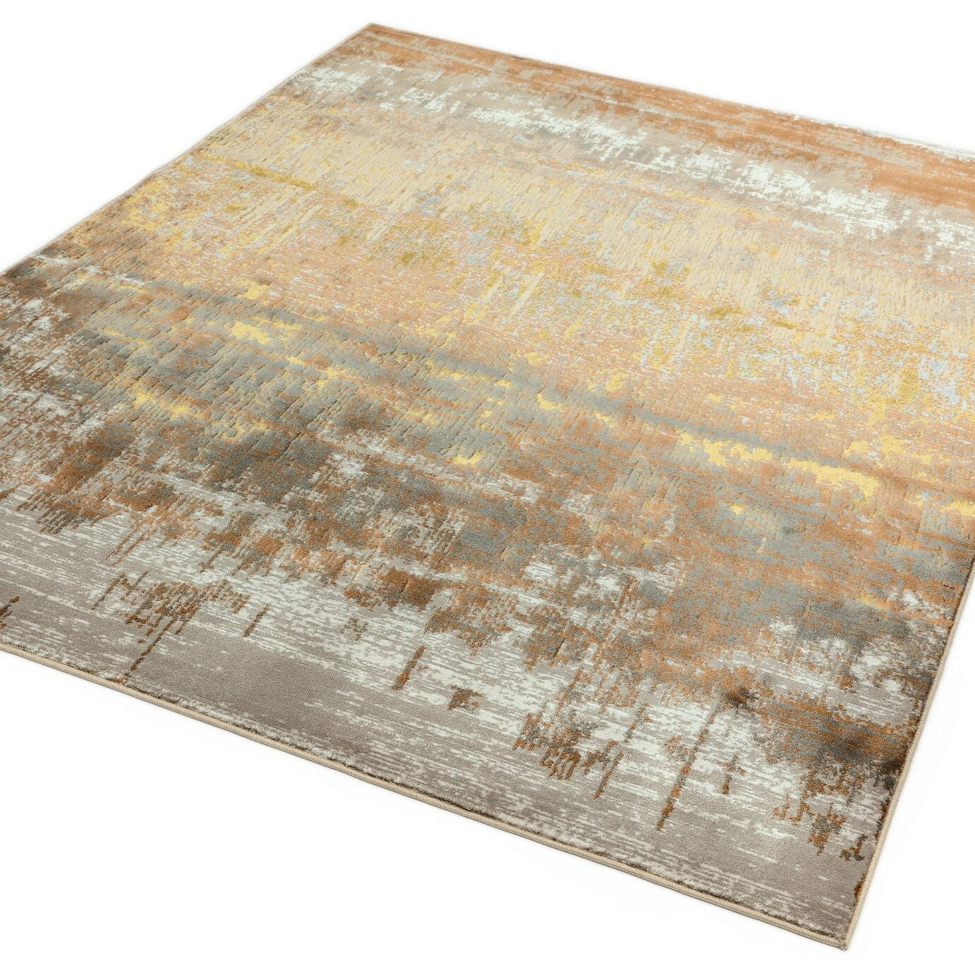 Asiatic Aurora Shiny Abstract Gold Cut Pile Rug - 170x120cm
