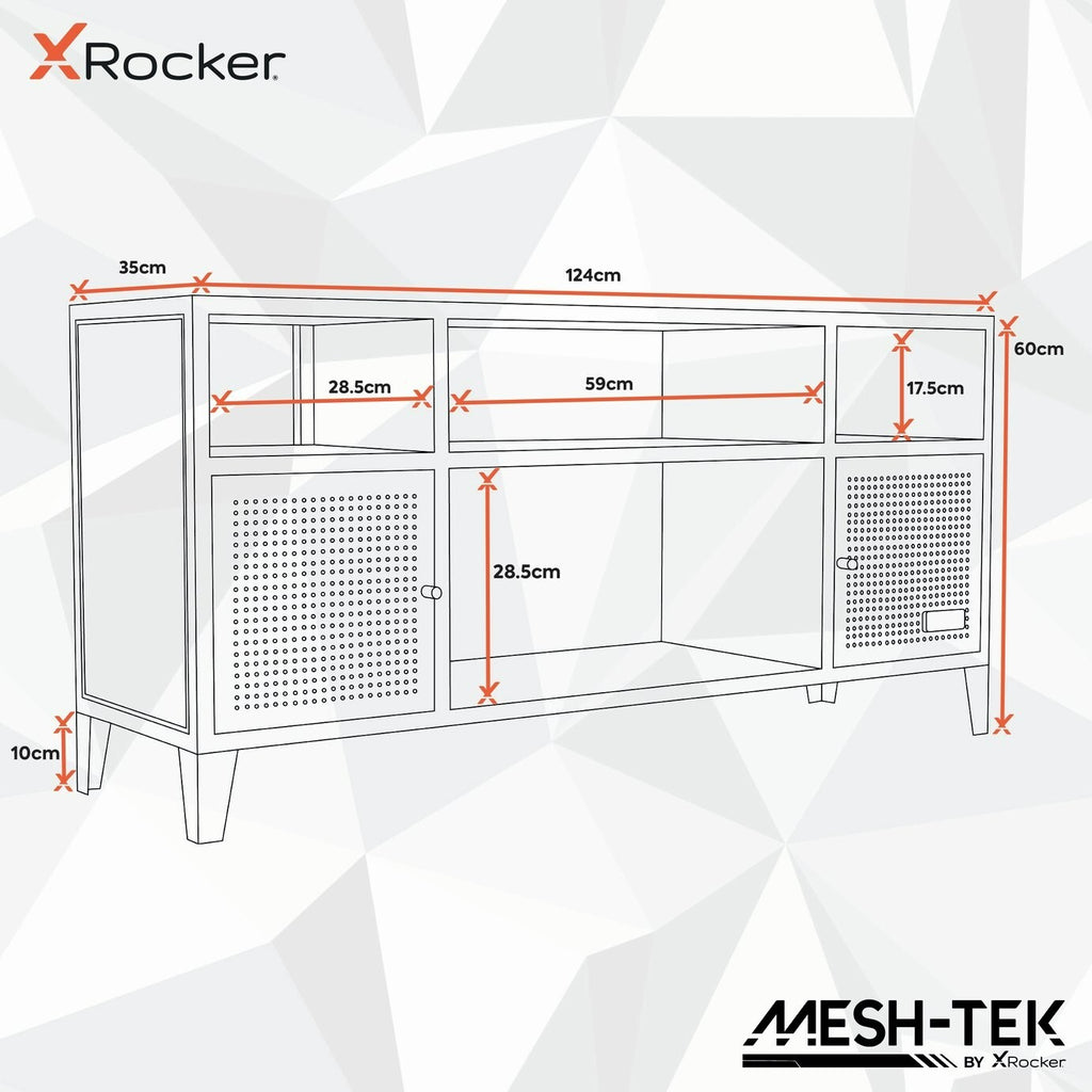 X Rocker Mesh-Tek 2 Door TV Unit - Black & Red