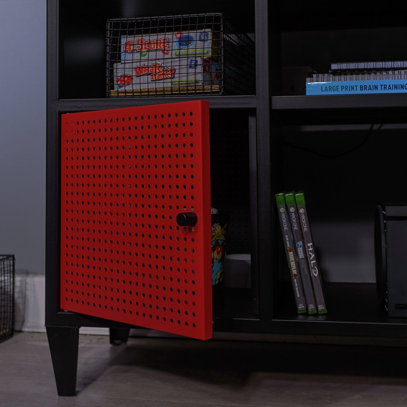 X Rocker Mesh-Tek 2 Door TV Unit - Black & Red