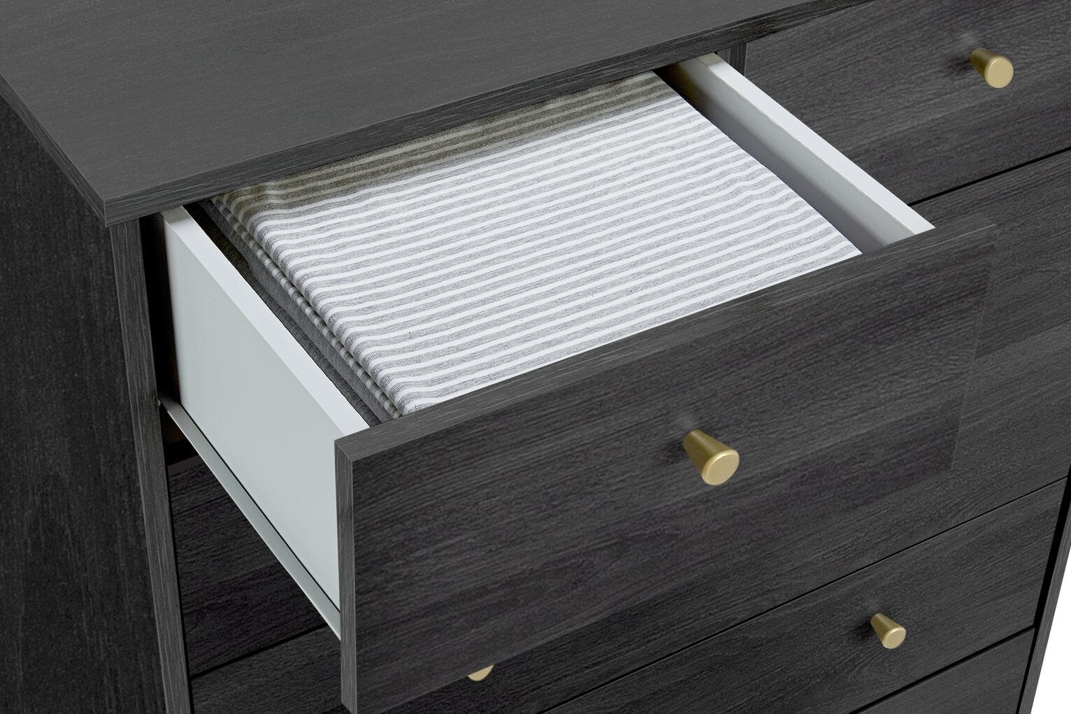 Malibu Modern 7 Drawer Chest Of Drawers Storage Cabinet - Black Brown Effect