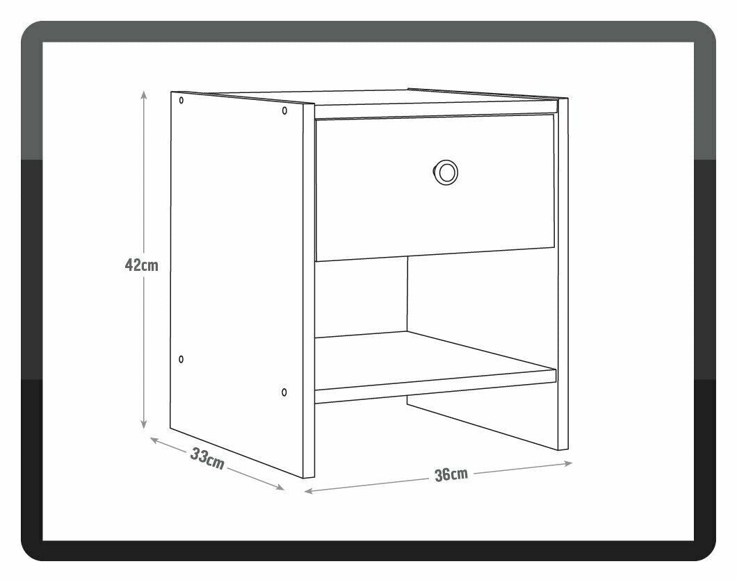 Home Seville 1 Drawer Bedside Table - White | Nightstand Storage for Bedroom Use