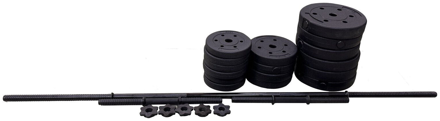 Opti Vinyl Dumbbell and Barbell Set - 50kg | Adjustable Dumbbells and Bar Set