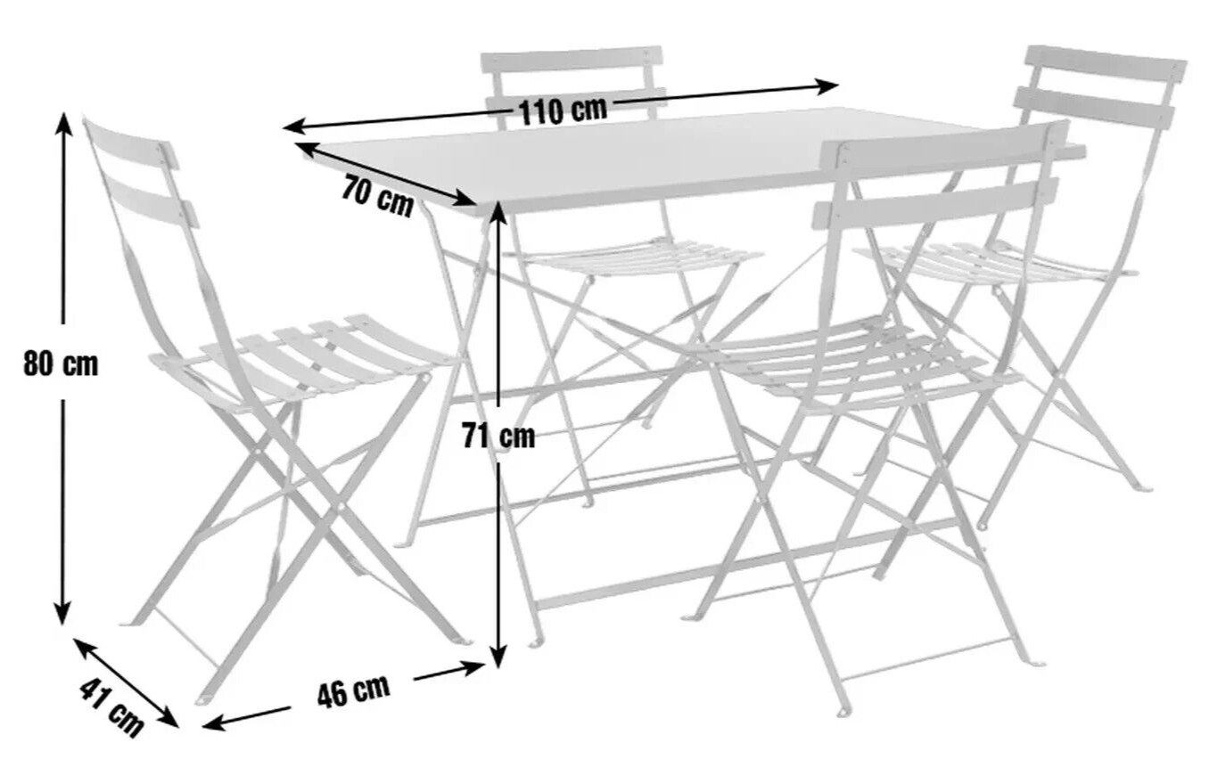 Habitat Eve 4 Seater Folding Metal Patio Set - Grey | Outdoor Garden Furniture