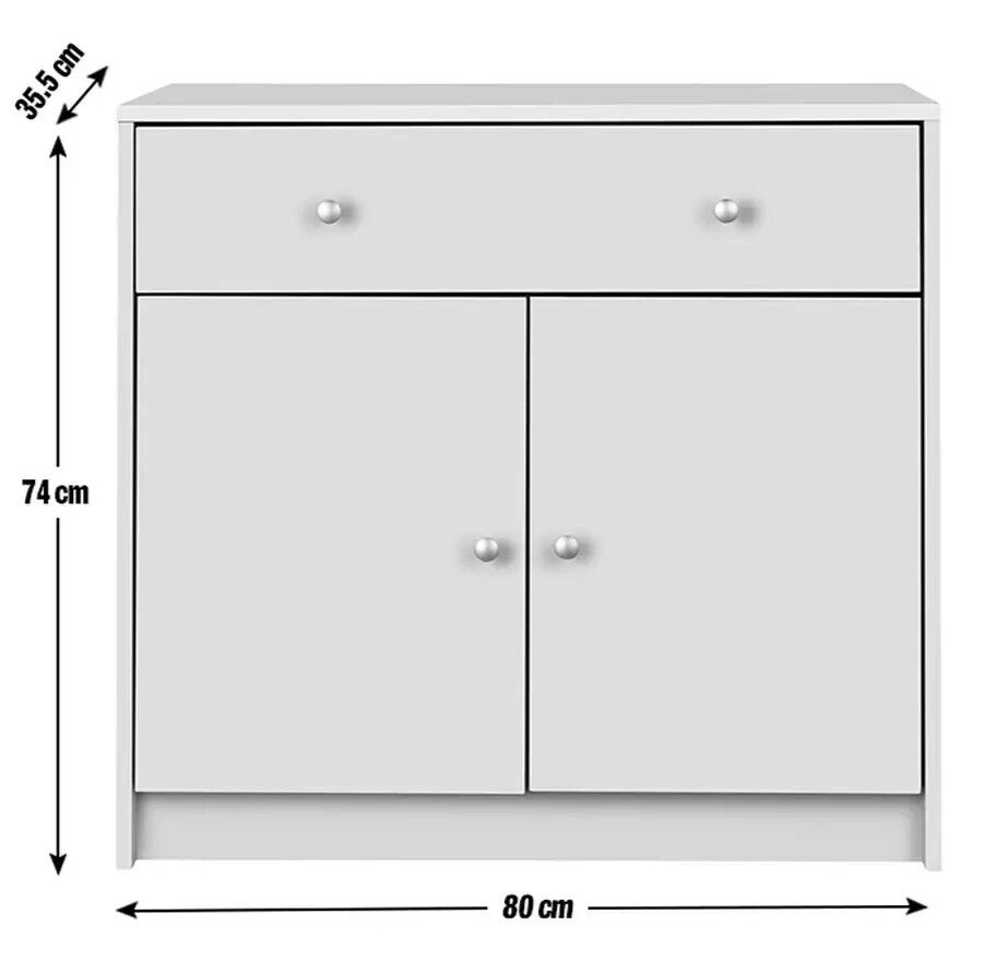 Maine 2 Door 1 Drawer Sideboard - Black