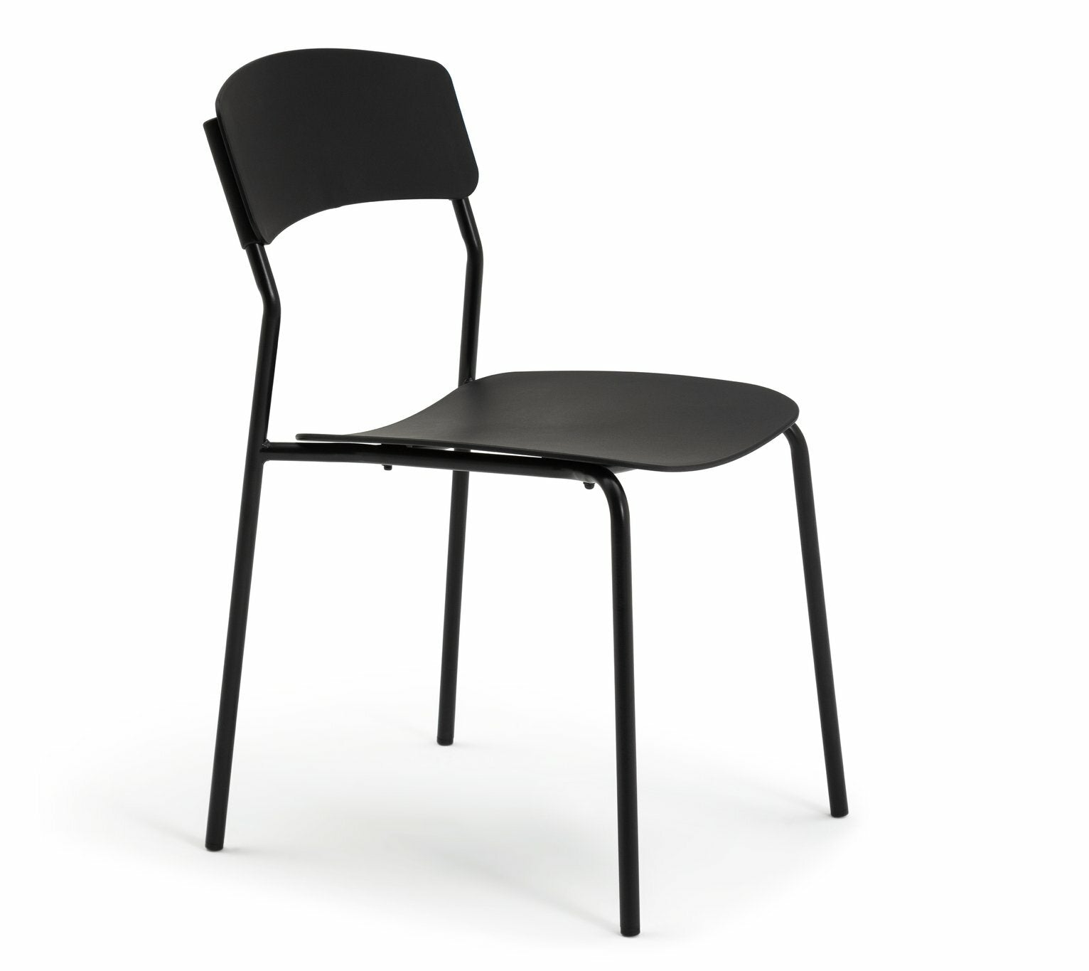 Stella Round Modern Dining Table and 2 Black Chairs 80cm - Wood Effect