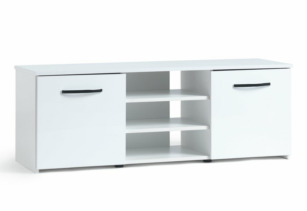 Hayward 2 Door Small TV Unit White Gloss | Modern TV Stand Storage Cabinet