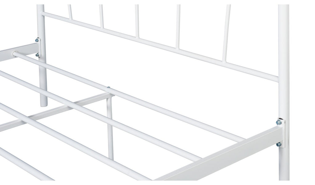 Home Fleur Double Metal Bed Frame White | Sturdy Bedroom Base with Headboard