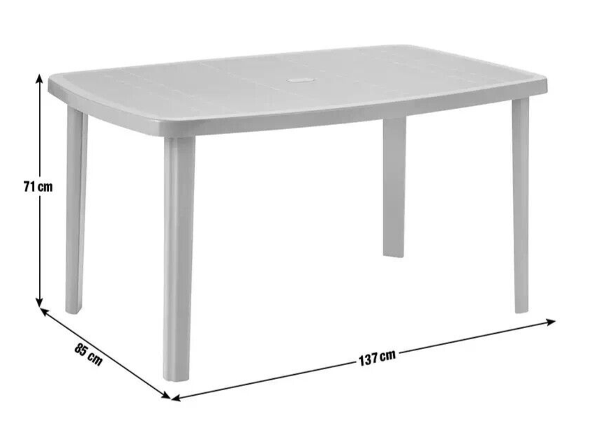 6 Seater Rectangular Plastic Garden Table - Grey