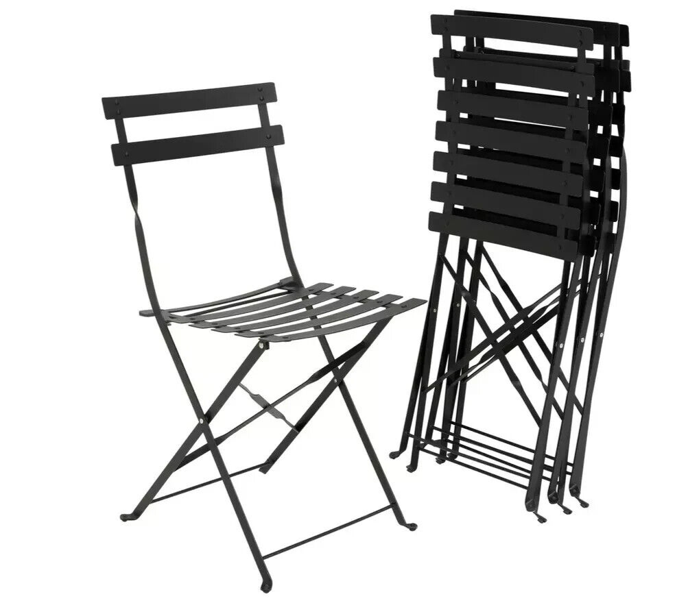 Habitat Eve 4 Seater Folding Metal Patio Set Black | Outdoor Garden Table Chairs