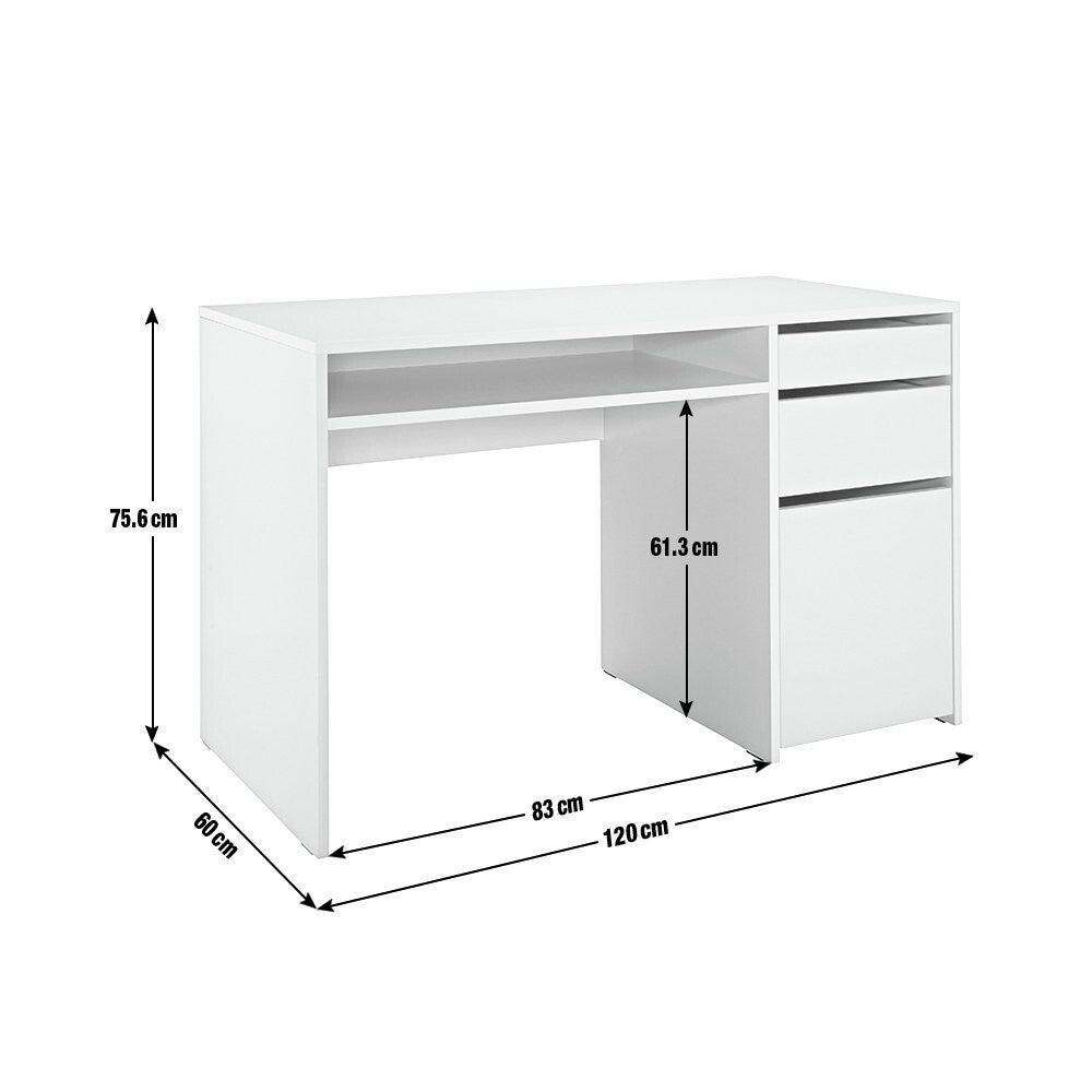 Home Pepper 2 Drawer Pedestal Office Desk - White