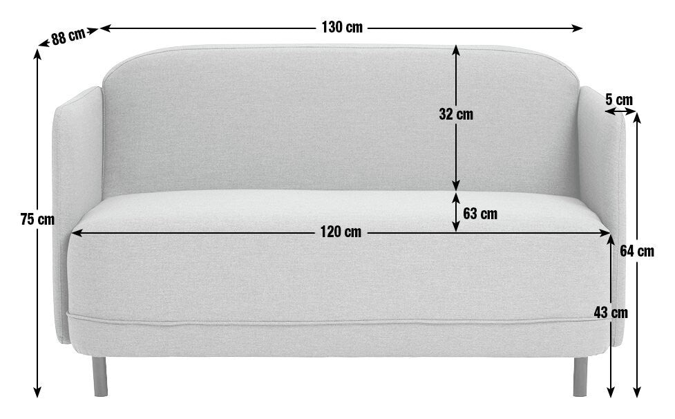 Mina Fabric 2 Seater Sofa in a Box - Grey