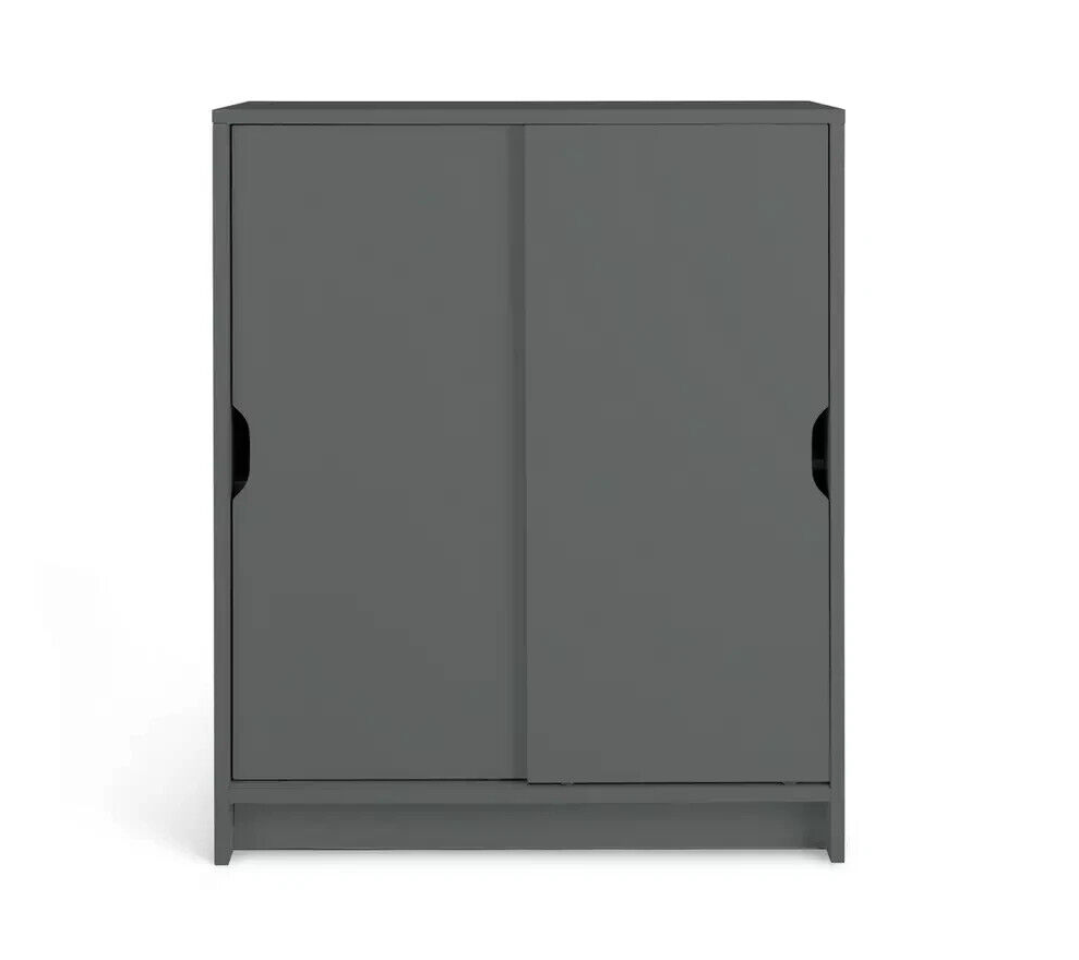Home Chloe 2 Door Shoe Storage Cabinet - Grey | Grey Hallway Shoe Cupboard Unit