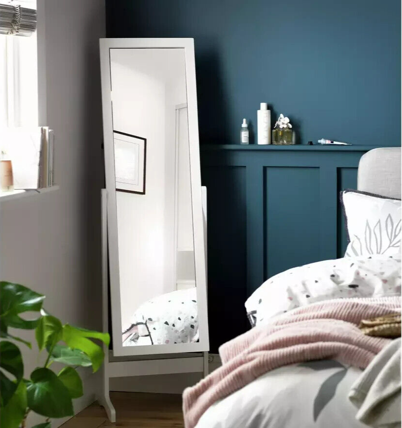 Full Length Wooden Cheval Mirror - White