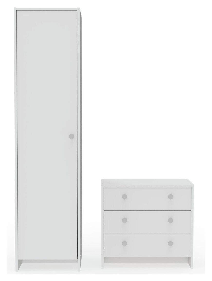 Seville 2 Piece 1 Door Wardrobe Set - White ( B Grade 51891- 51884 )