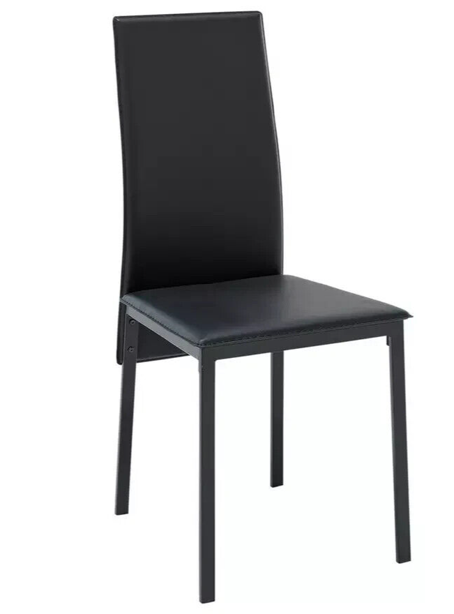 Lido Glass Dining Table 4 Chairs in Black 120cm For Kitchen or Living Room