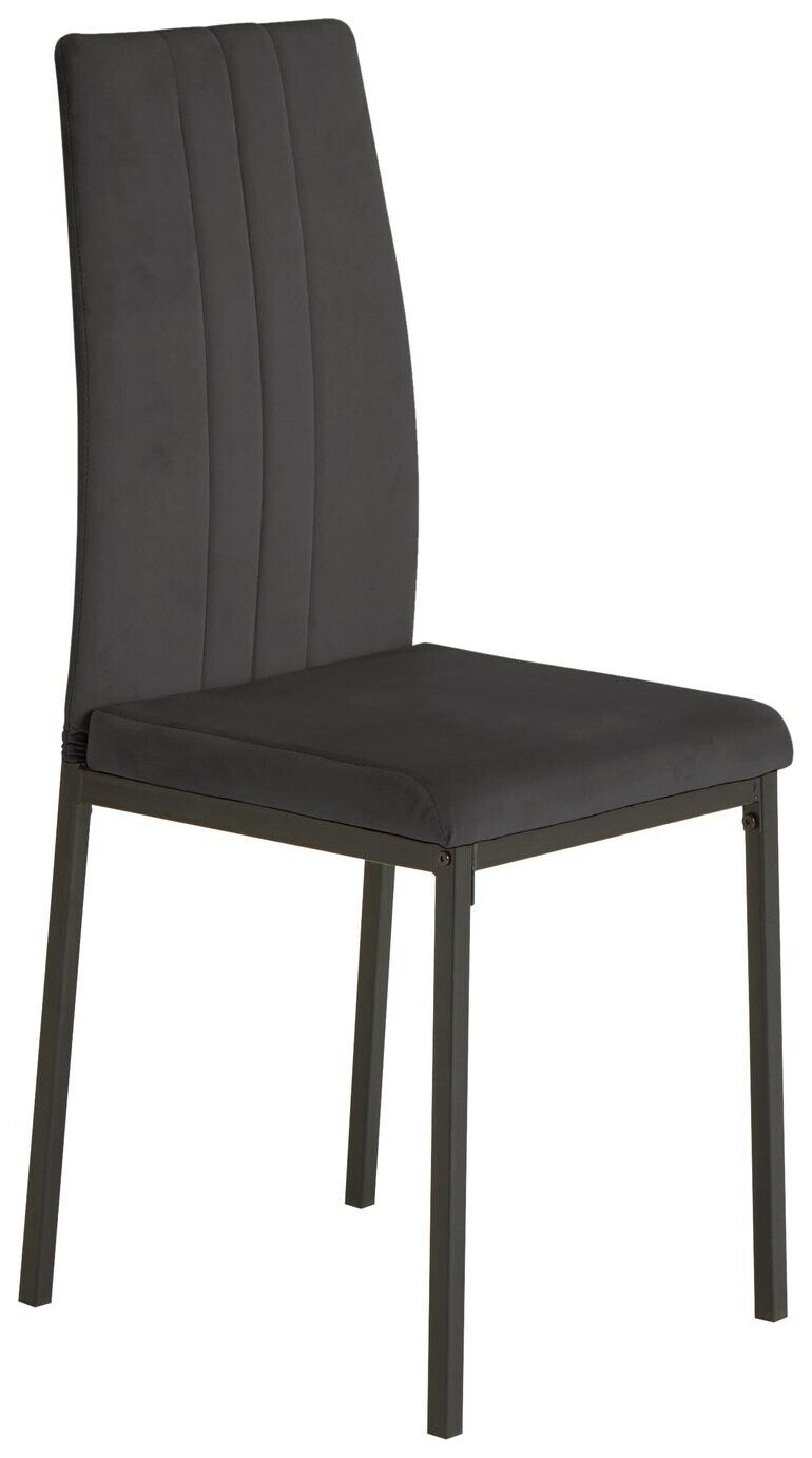 Home Tyrus Glass Dining Table & 4 Charcoal Chairs | Modern Kitchen Dining Set