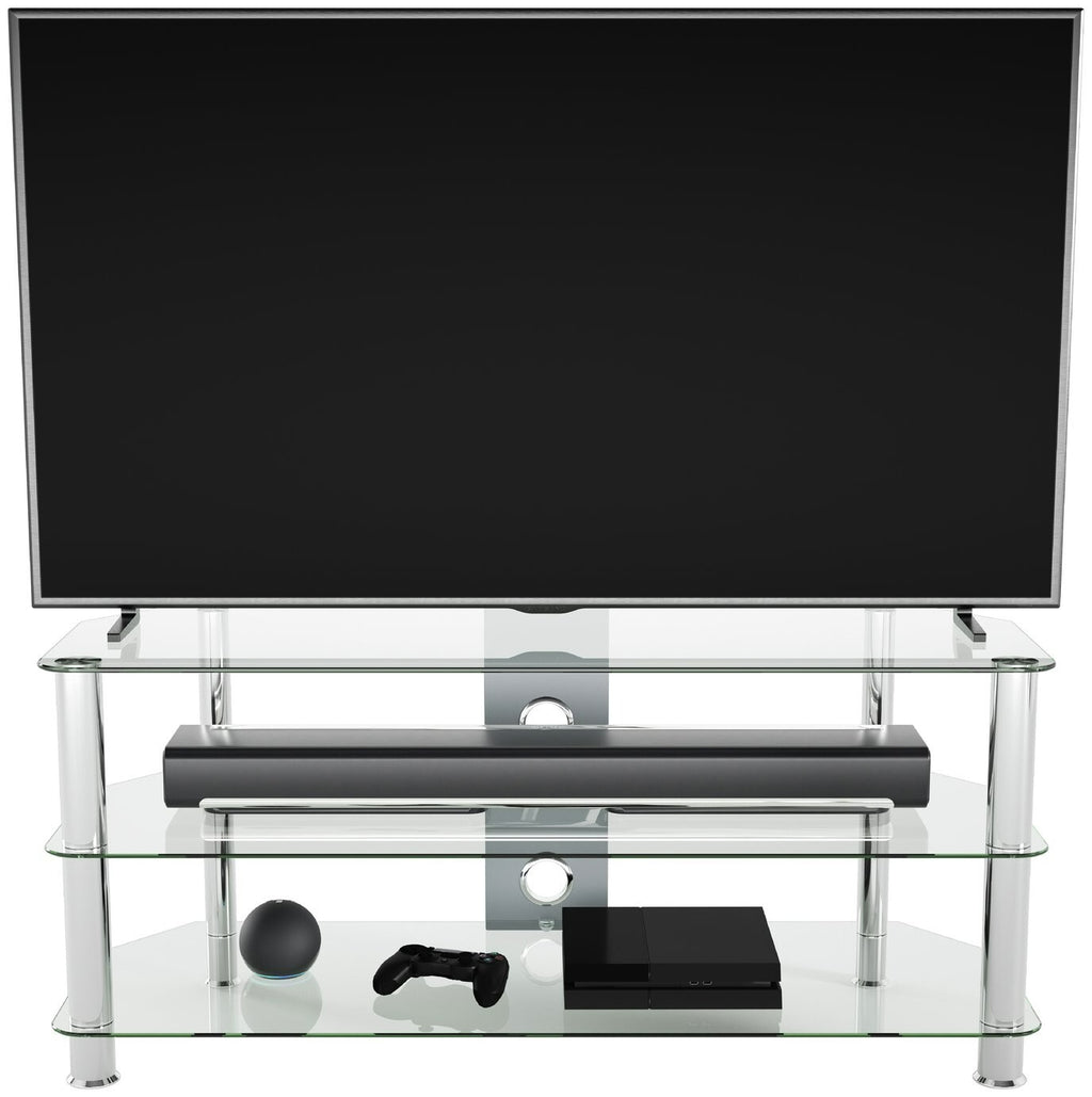 AVF Clear Glass Up to 55 Inch TV Stand - Silver