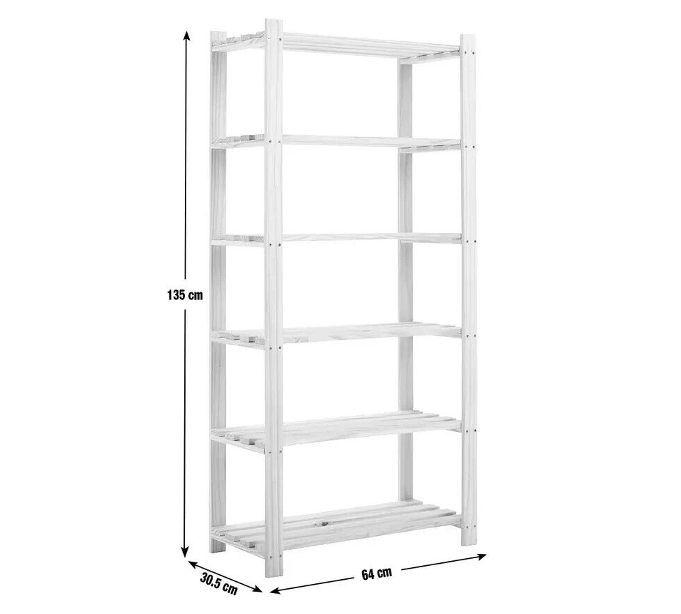 Home Karee 6 Tier Shelving Unit - Natural | Wood Effect Storage Shelf Bookcase