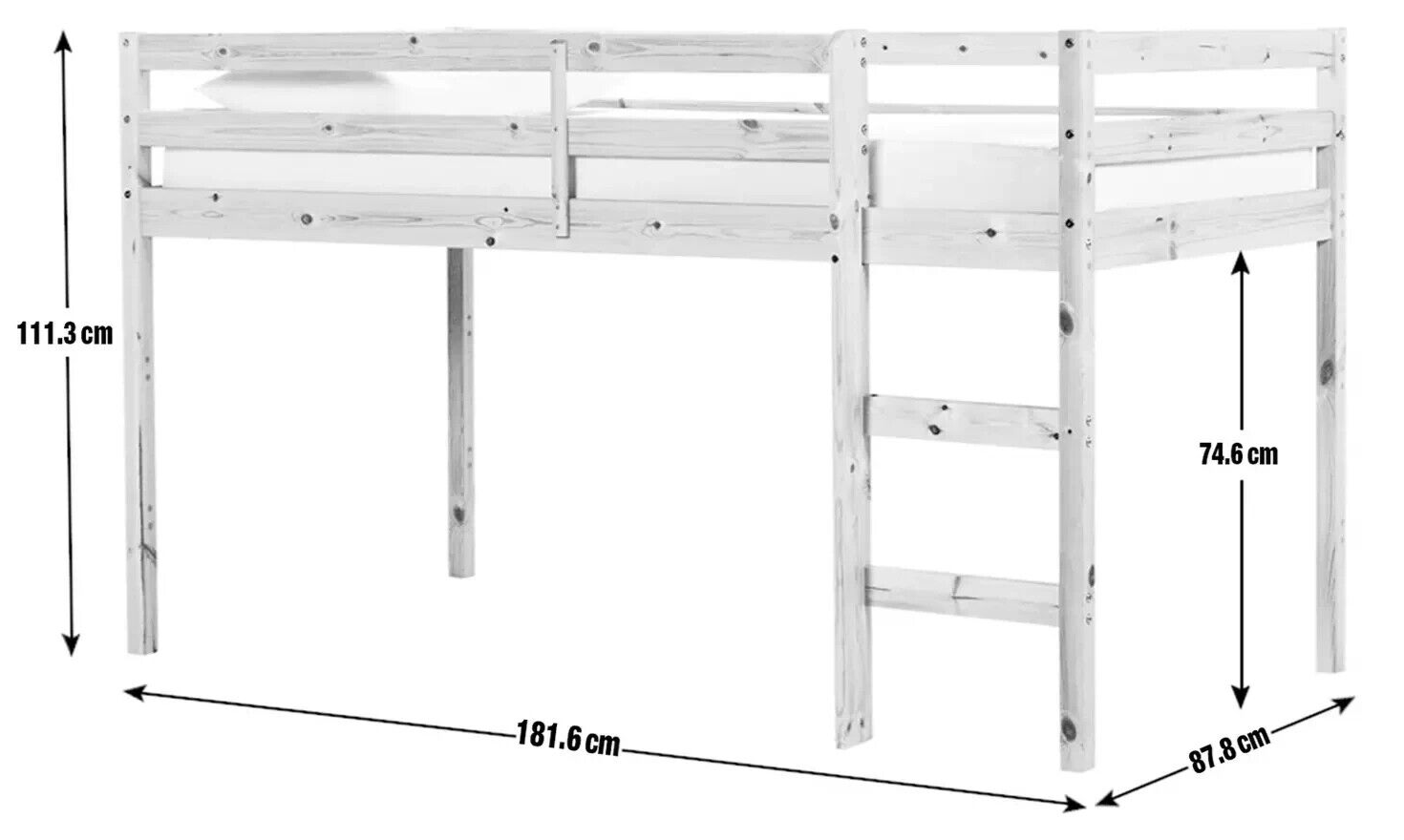 Kaycie Mid Sleeper Shorty Bed Frame - White