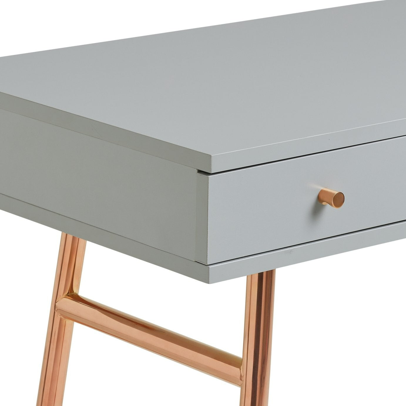 Valence 2 Drawer Office Desk - Grey & Rose Gold