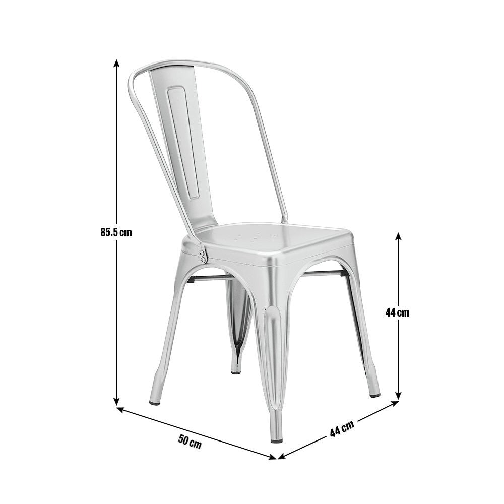 Industrial Pair of Metal Dining Chairs-Matt Black | Industrial dining chairs
