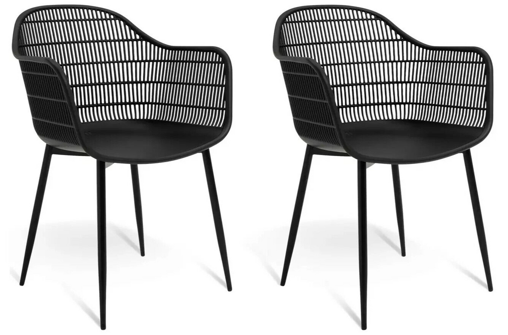 Habitat Serpa Set of 2 Plastic Garden Chairs - Black
