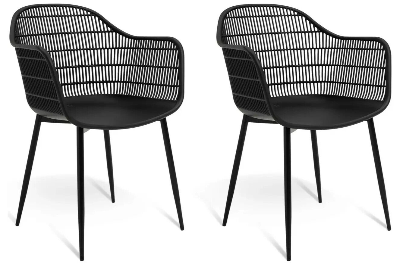 Habitat Serpa Set of 2 Plastic Garden Chairs - Black