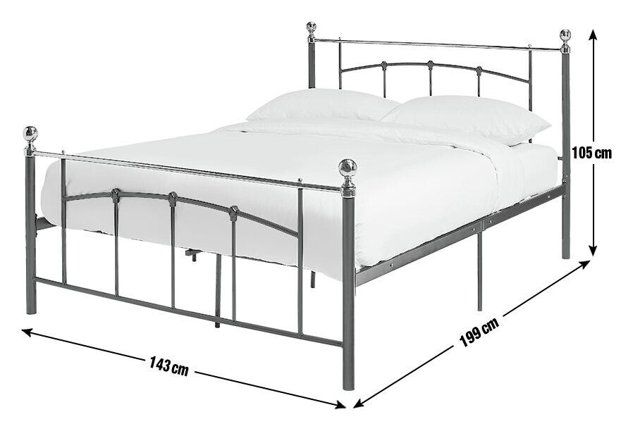 Yani Small Double Metal Bed Frame - Black | Classic Curved Design