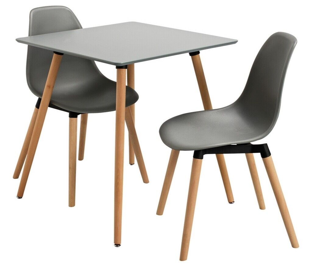 Habitat Berlin Modern Dining Table and 2 Chairs Square in Grey