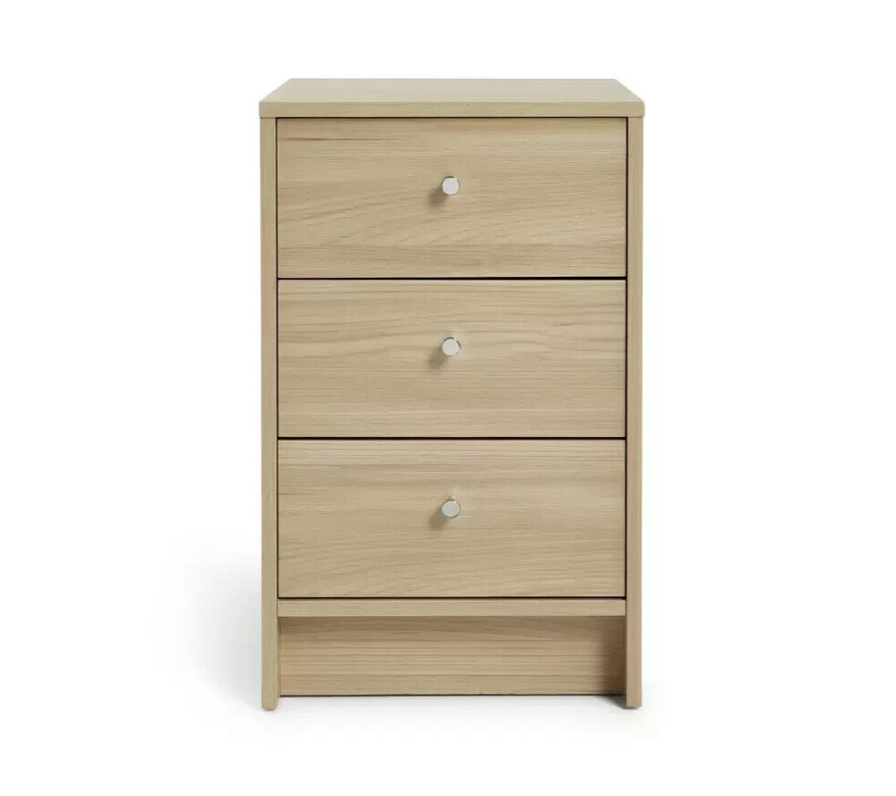 Malibu 3 Drawer Bedside Cabinet - Beech Effect