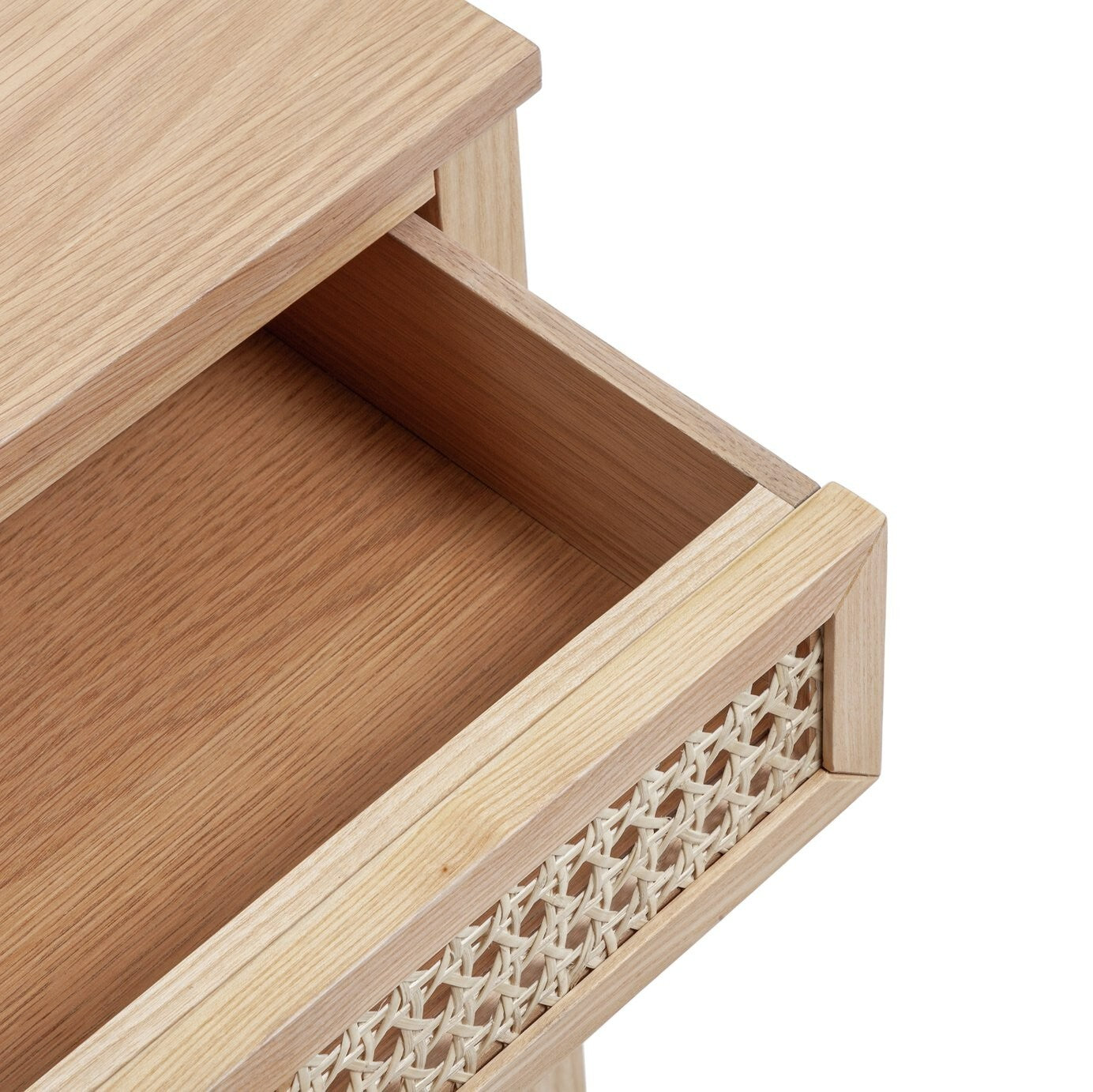 Mornington Rattan 1 Drawer Bedside Table - Oak