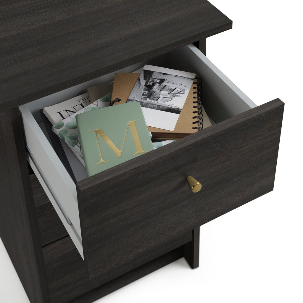 Home Malibu 3 Drawer Office Desk - Black & Brown | Study Workspace Table Storage