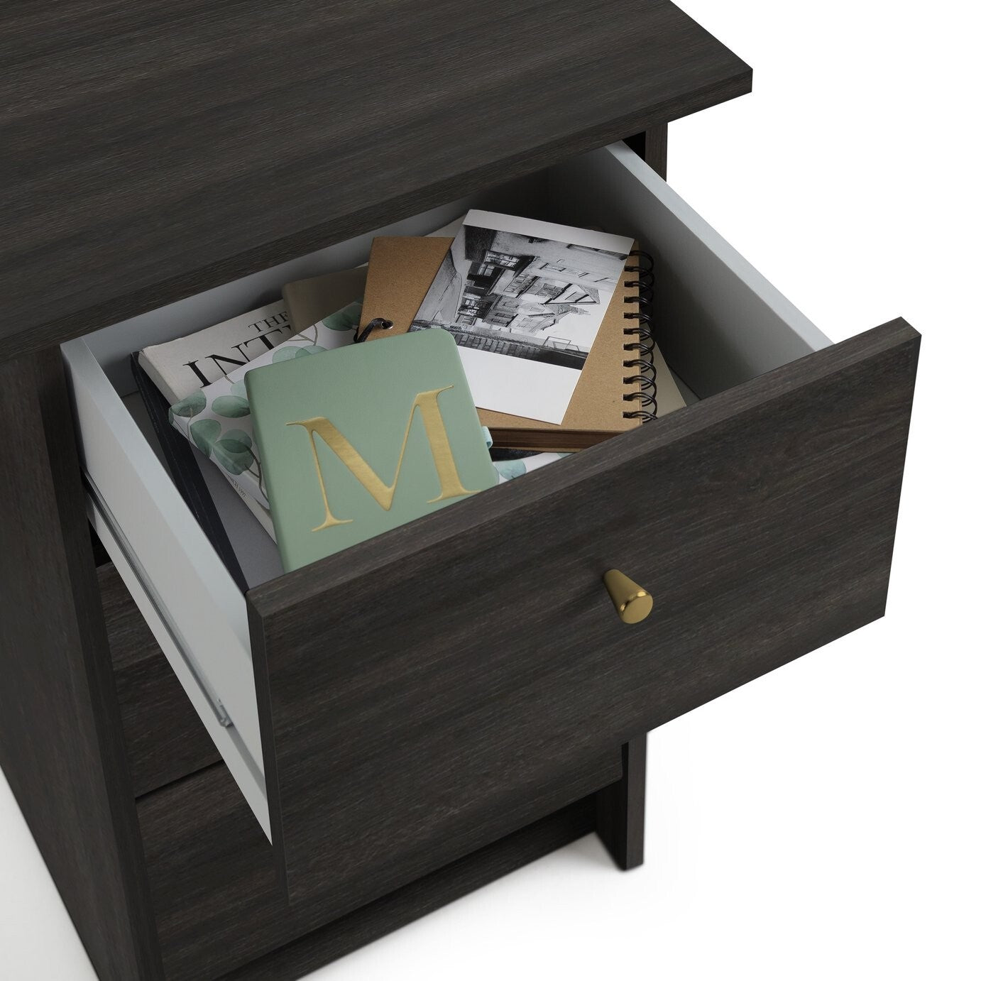 Home Malibu 3 Drawer Office Desk - Black & Brown | Study Workspace Table Storage