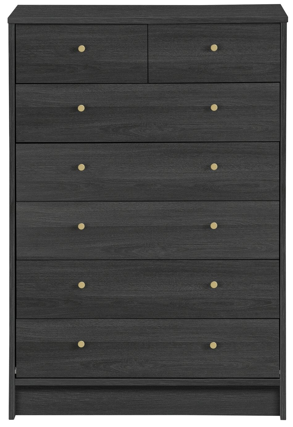 Malibu Modern 7 Drawer Chest Of Drawers Storage Cabinet - Black Brown Effect