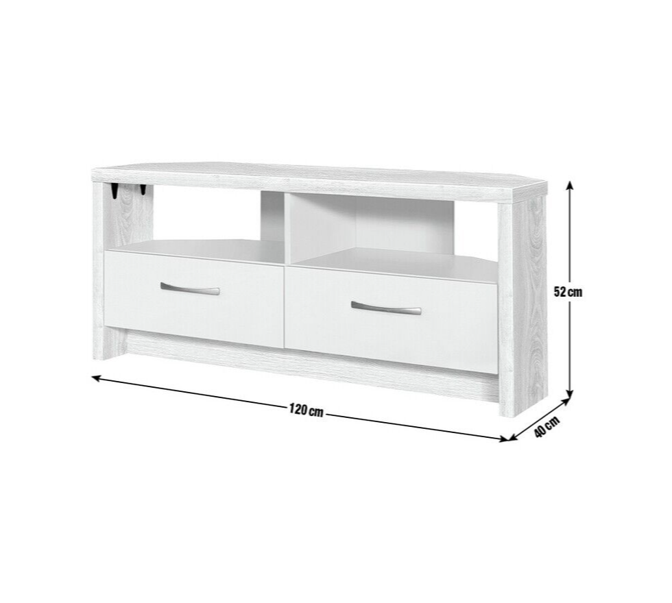 Home Venice 2 Drawer Large Corner TV Unit Grey | Modern Entertainment Furniture