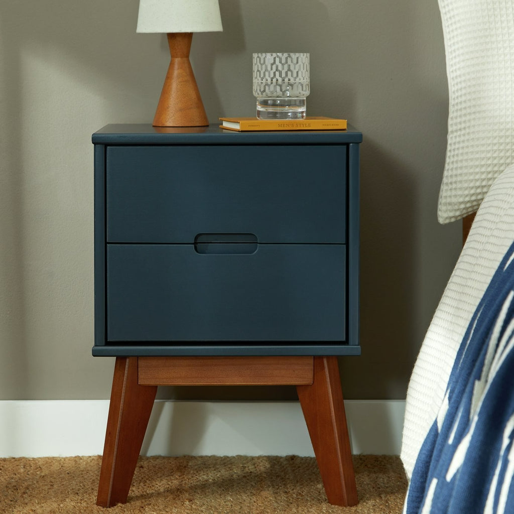 Pimlico 2 Drawer Bedside Table - Blue | Small storage nightstand