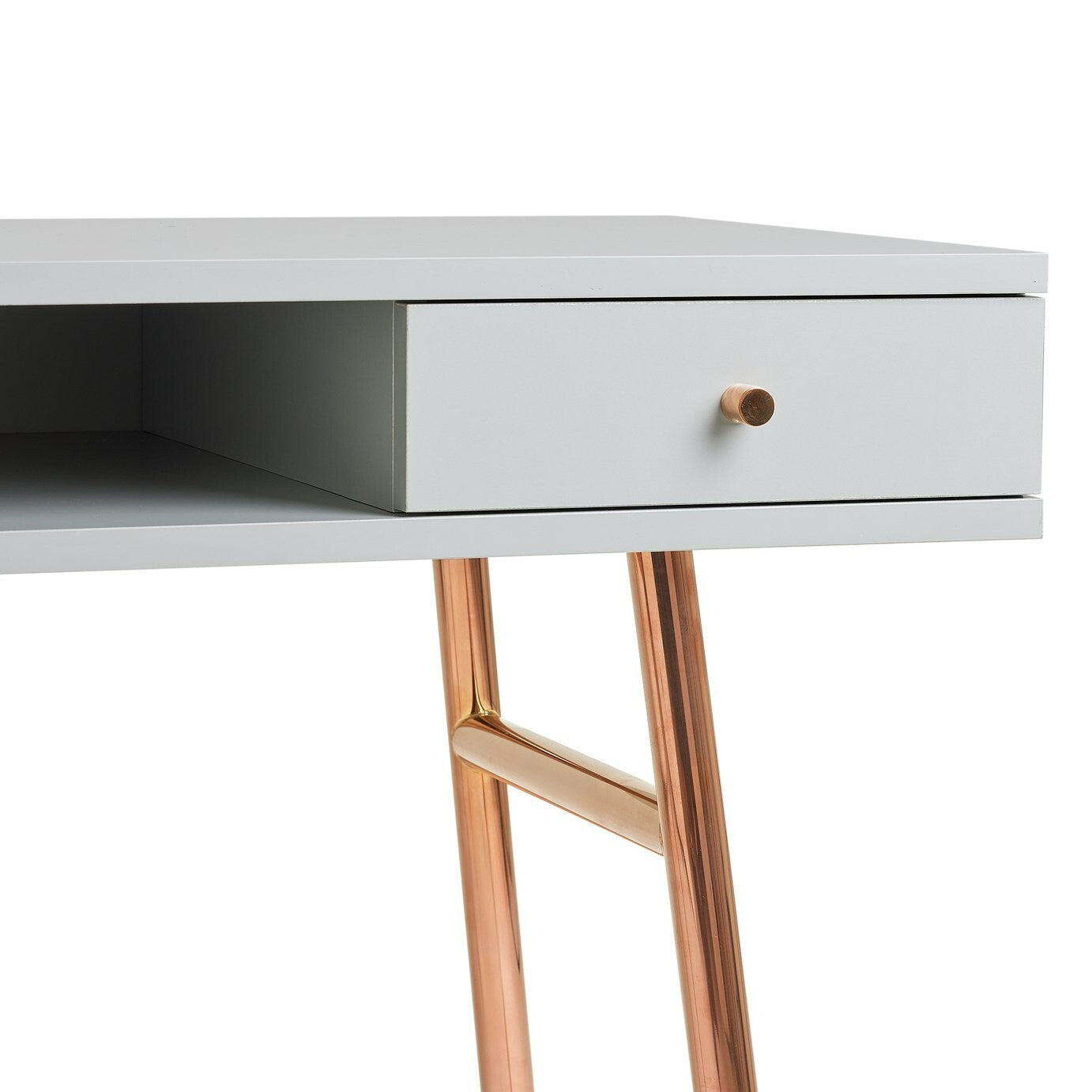 Valence 2 Drawer Office Desk - Grey & Rose Gold