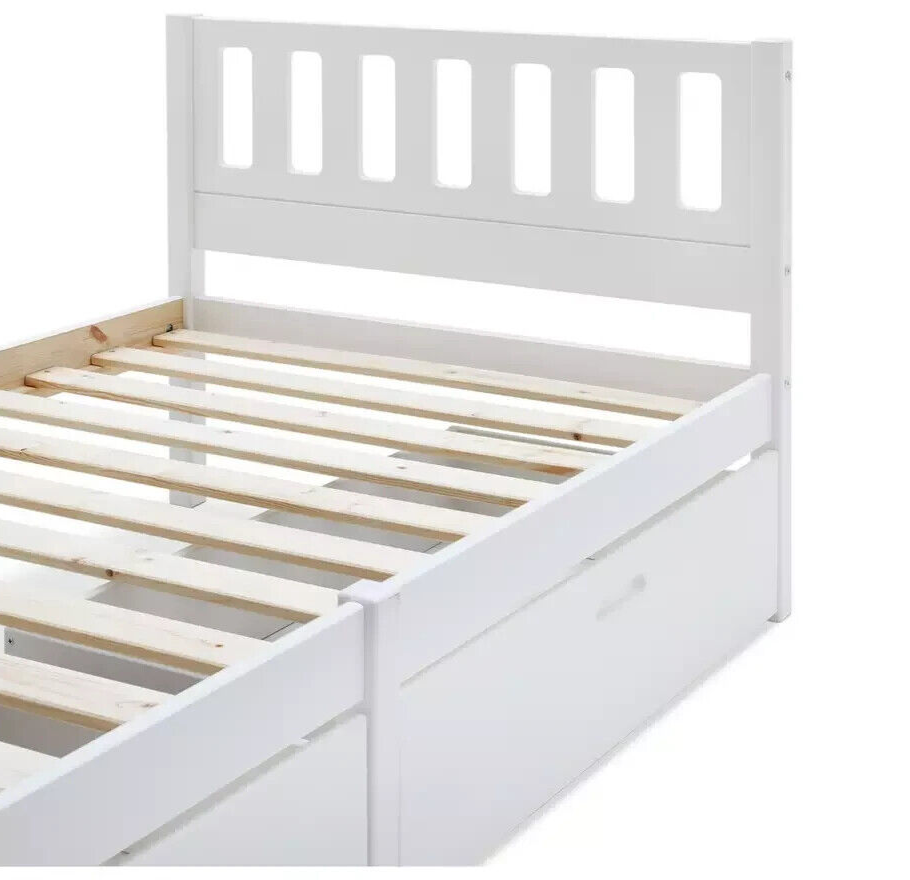 Habitat Ronnie Single Bed Frame and Drawer - White | Sturdy Bed for Kids Adults