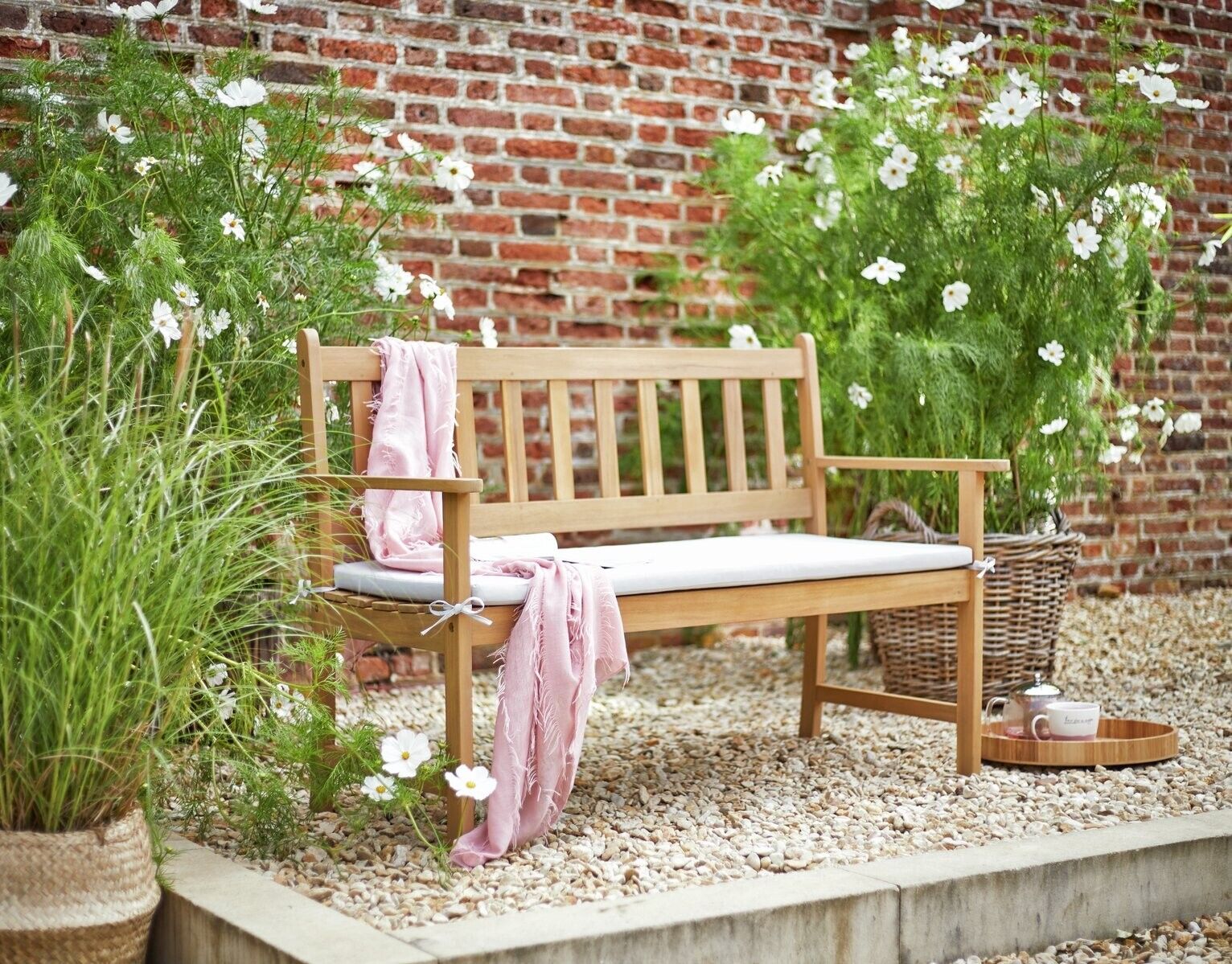 Newbury 2 Seater Wooden Garden Bench - Light Wood