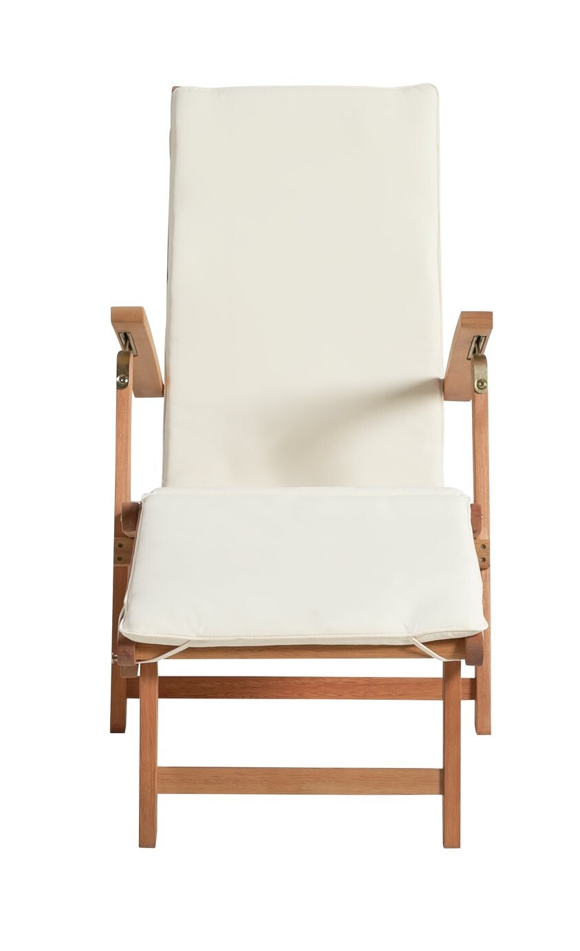Folding Wooden Sun Lounger - Cream