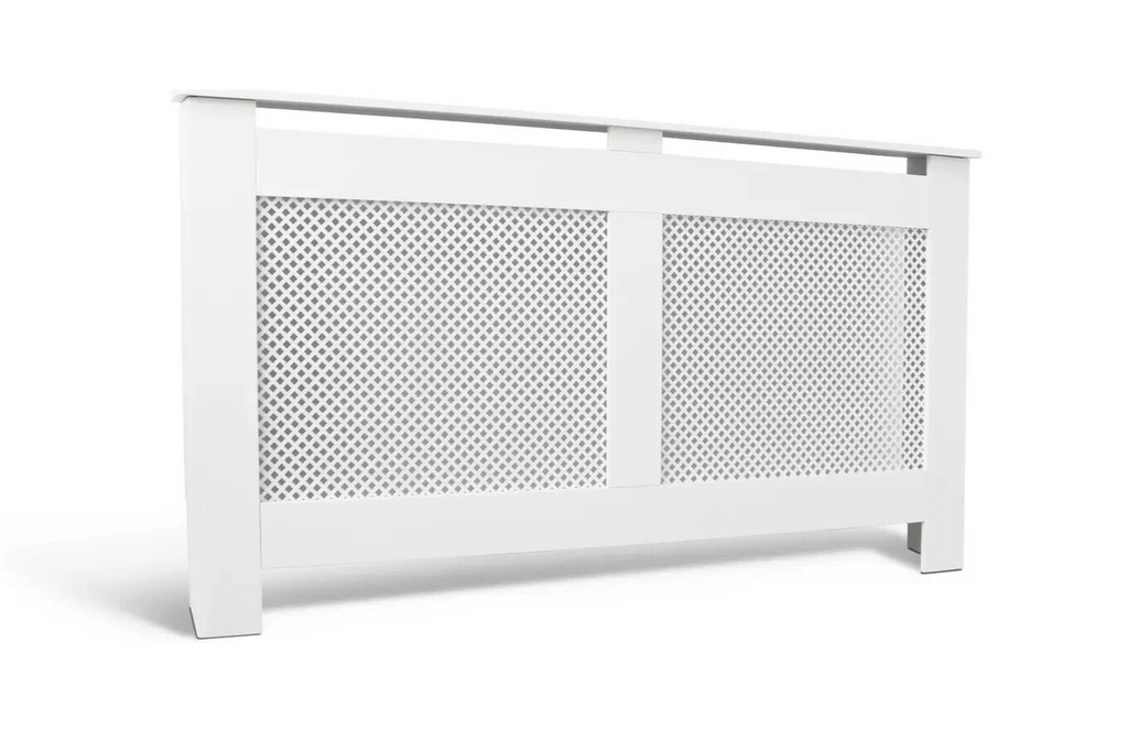 Odell Large Radiator Cover White | Lattice Design MDF Cabinet Home Heating Decor