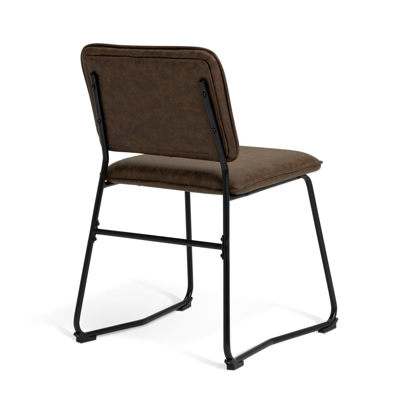 Habitat Loft Living Pair of Faux Leather Dining Chairs-Brown