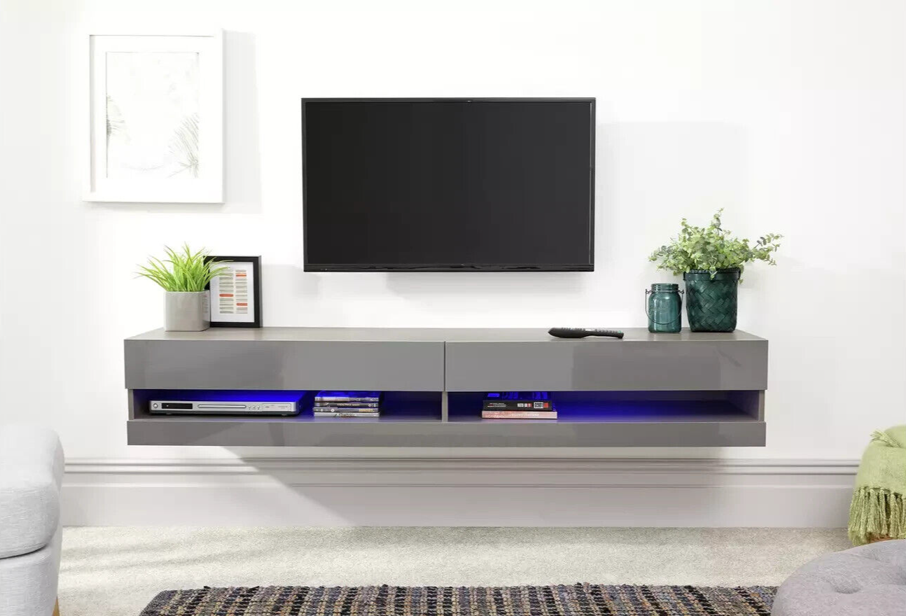 GFW Galicia 180cm LED Wall TV Unit - Grey