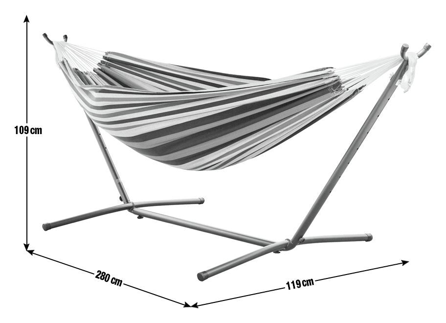 Vivere Double Cotton Hammock with Stand - Denim